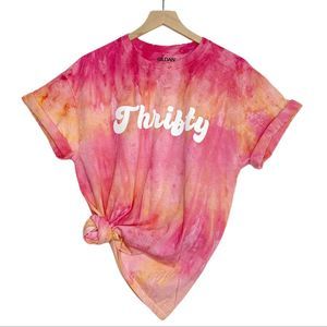 T-SHIRT Tie Dye Pink Yellow Thrifty Size L